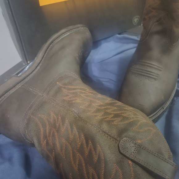 Ariat Groundbreaker H20 Dark Brown Wide Square Steel Toe Leather Booys 11.5 Wide - Picture 3 of 15